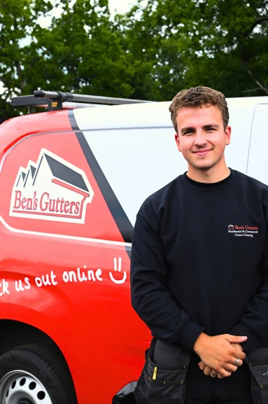 our gutter cleaner in London standing by company vehicle